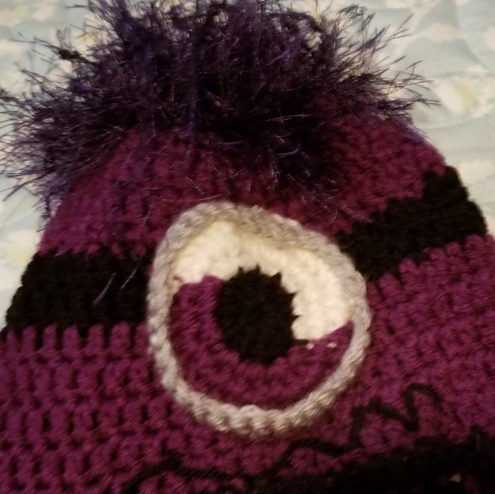 Hand crocheted Purple Minion hat
